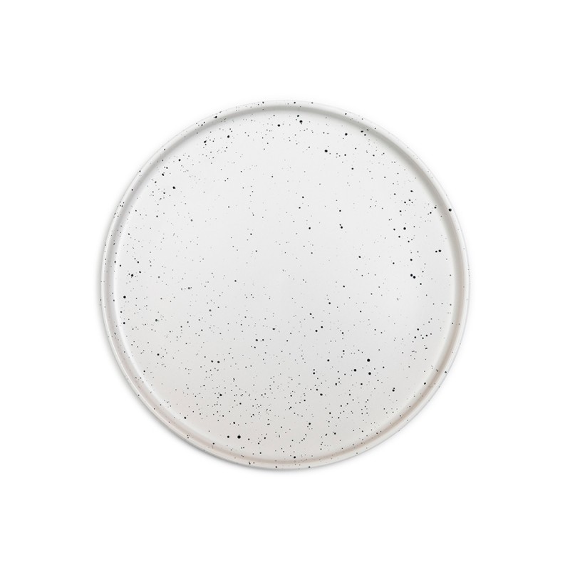 Plato Bajo 20cm White Dots Lugano, diseño elegante para tu mesa, cerámica con motas, menaje hogar Chile.