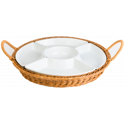 Bandeja Redonda De Mimbre 5 Divisiones 42Cm Banket