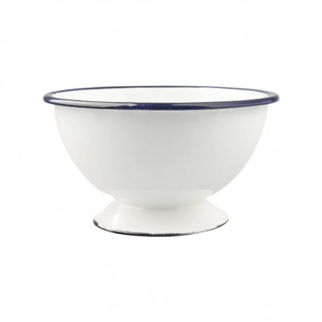 Bowl con  Pie Acero Esmaltado Blanco y Azul 12cm Ibili
