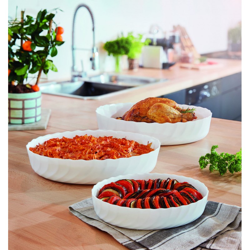 Fuente Ovalada con Relieve Luminarc Smart Cuisine 32x24cm para horno, diseño elegante, cocina fácil, resistente al calor, ide...