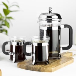 Set 3 Pzs Cafetera Francesa 600Ml + Tazas 200Ml Vidrio Rennes Lugano
