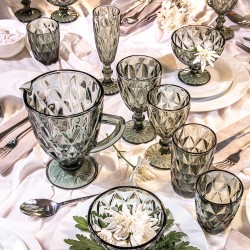 Set 4 Vasos Bajo 240Ml Negro Rombo Lugano