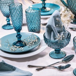 Set 4 Vasos Bajo 24Cl Azul Diamante Lugano