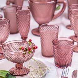 Set 4 Vasos Bajo 24Cl Morado Mini Diamante Lugano