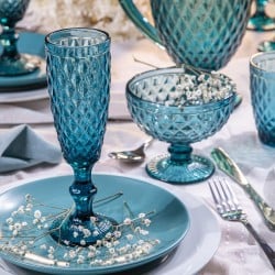 Set 4 Copas Champagne 15Cl Azul Diamante Lugano