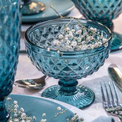 Set 4 Copas Helado 30Cl Azul Diamante Lugano