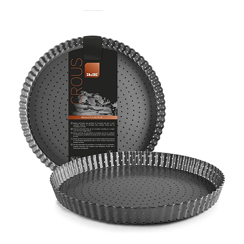 Molde Rizado Perforado 24cm Crous Ibili para tartas y quiches crujientes. Utensilios de repostería Ibili. Fabricado en España.