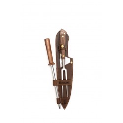 Set 3 Piezas Cuchillo Trinchar + Astil + Cuchillo Catemu Con Funda Kangkawe