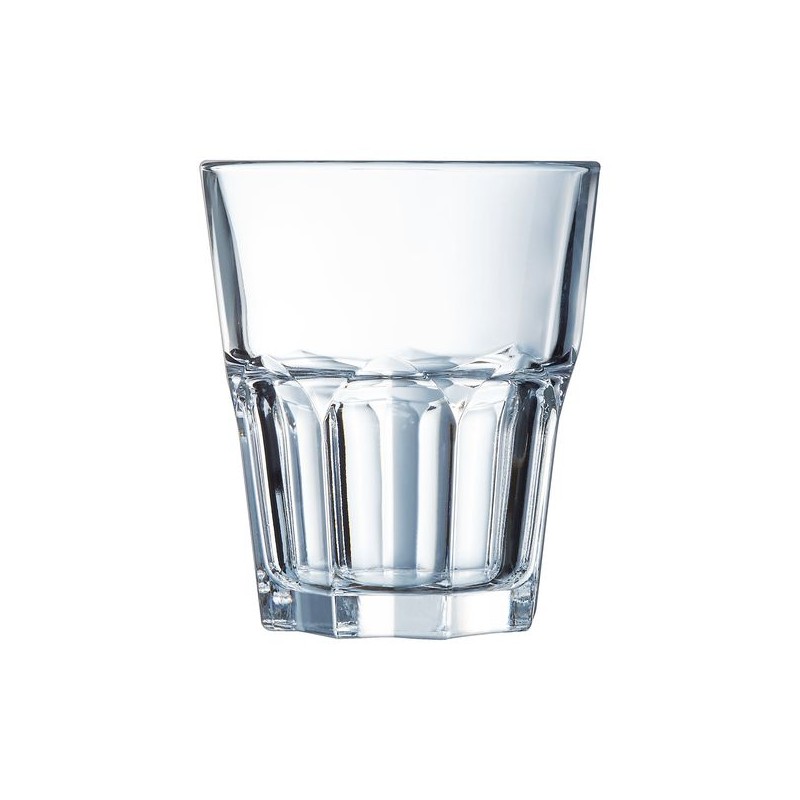 Set 6 Vasos Whisky Bajo 275ml Granity Arcoroc, diseño elegante, vidrio resistente, ideal para disfrutar whisky, vasos de bar.