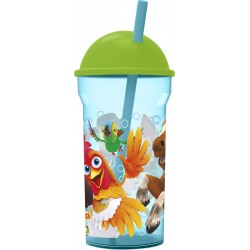 Vaso Con Tapa Domo Y Bombilla 460Ml La Granja De Zenon Stor