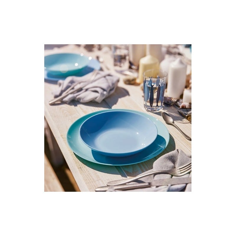 Plato Bajo 27cm Celeste Diwali Luminarc. Vajilla moderna y elegante para tu mesa. Diseño y calidad superior. Compra online ah...