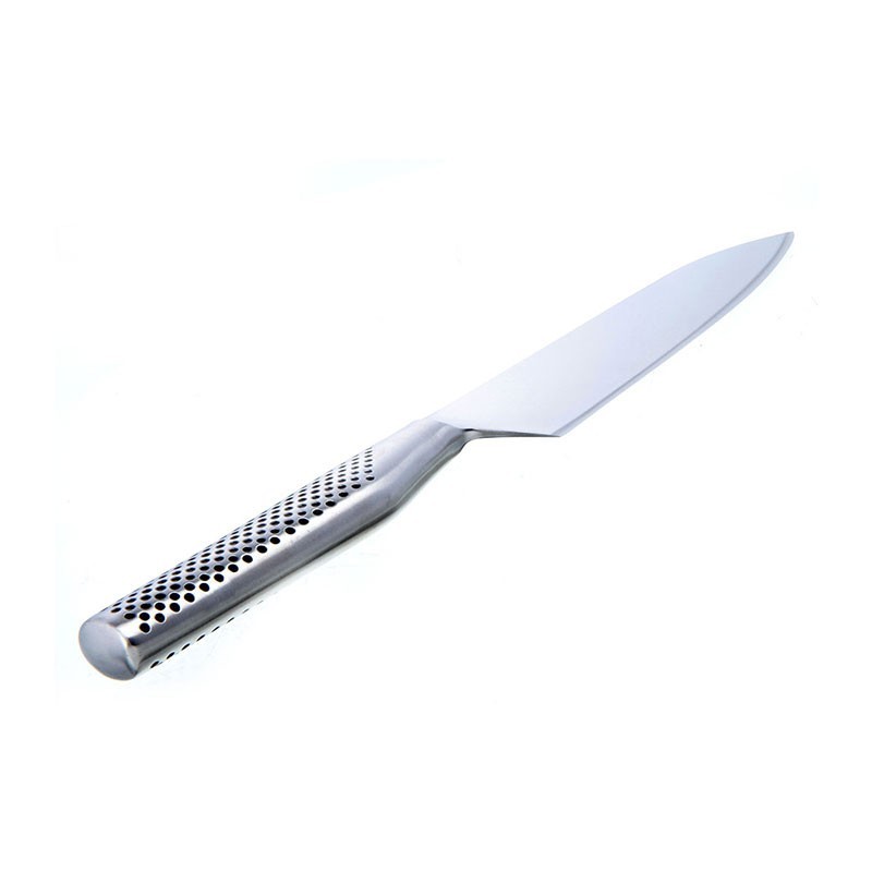 Cuchillo Medio Golpe Forjado 16cm Global, acero inoxidable japonés, mango ergonómico alveolado. Cuchillo chef profesional, al...