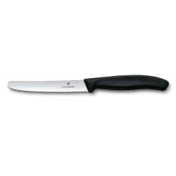 Cuchillo De Mesa Y Cuchillo Para Tomates Swiss Classic Color Negro. Hoja 11 Cm. Victorinox