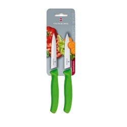 Juego Cuchillos Verdura Color Verde. Hoja 10 Cm. Victorinox