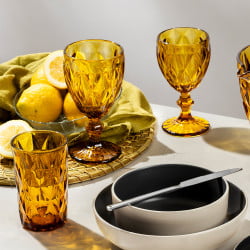 Set 4 Vasos Alto 35Cl Ámbar Diamante Lugano