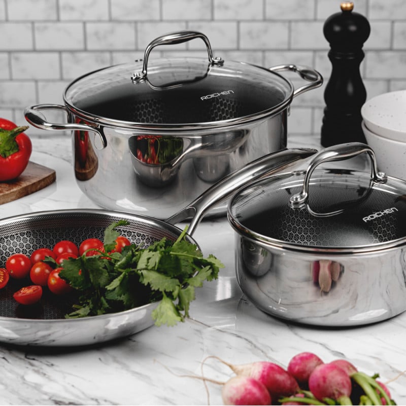 Set cocina 5 piezas acero...