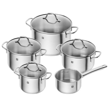 Batería de cocina Zwilling Flow 9 piezas acero inoxidable ollas y cacerolas cocina equipamiento hogar Chile