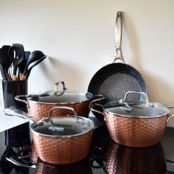 Batería De Cocina 7 Piezas Antiadherente Copper Simplit