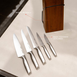 Set 5Pzs Cuchillos Stahl Acero Inoxidable Y Taco Simplit