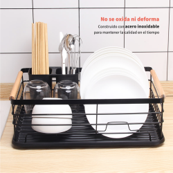 Secador Platos Acero Inox  1 Nivel Negro Simplit