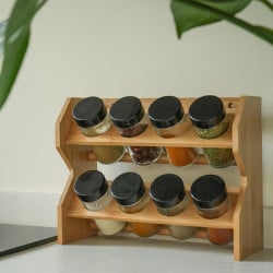 Set 8 Frascos Especiero Condimentos De Madera Vidrio Simplit