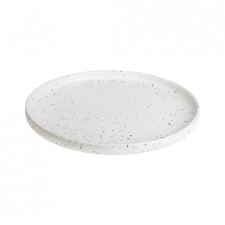 Vajilla Dots Lugano 24 piezas diseño moderno puntos negros plato blanco elegante para mesa chilena