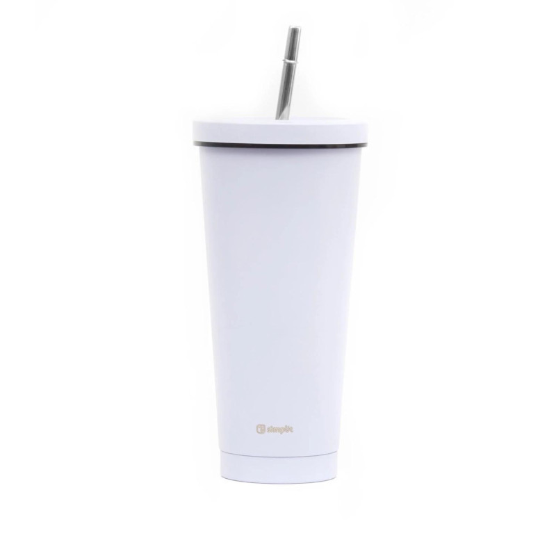 Vaso Térmico Tapa Bombilla 750ml Morado Tumbler Simplit, termo reutilizable para bebidas frías y calientes.