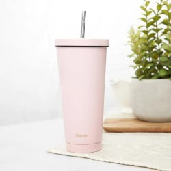 Vaso Térmico Tapa Y Bombilla 750Ml Rosado Tumbler Simplit
