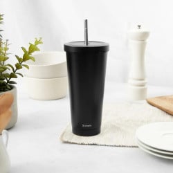 Vaso Térmico Tapa Y Bombilla 750Ml Negro Tumbler Simplit