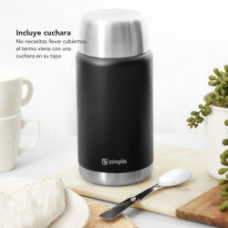 Termo De Comida Insulado 750Ml Acero Inox Negro Simplit
