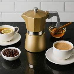 Cafetera Italiana Express Aluminio 300Ml Dorada Evva Ibili