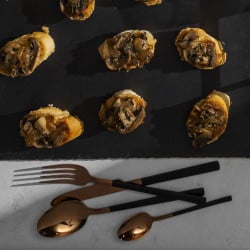 Set De Cubiertos 24 Piezas Goldrose/Negro Metal Lugano