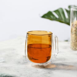 Set 2 Pzs Tazas Doble Pared 250Ml Borosilicato Ambar Palermo Lugano