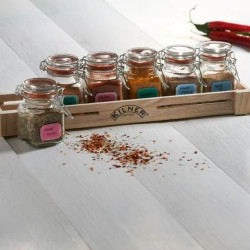 Set 6 Frascos Especias 70Ml + Caja Madera Kilner