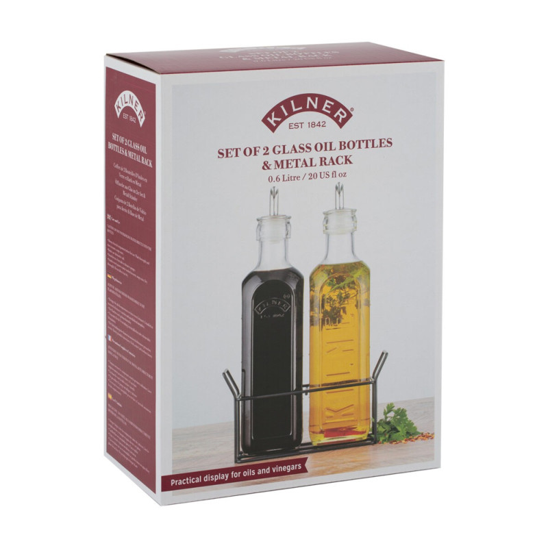 Set Alcuza 600 ml + Base Metálica Kilner. Set de aceite y vinagre con soporte metálico. Ideal para aceites y vinagres. Kilner...