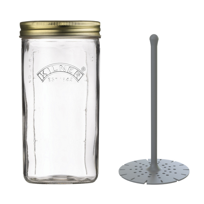 Frasco con Levantador de Aceitunas Kilner 1 litro, ideal para conservar y servir aceitunas. Producto de cocina y hogar.