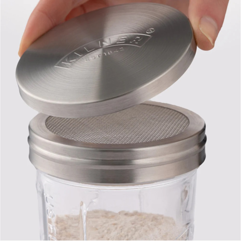Frasco para espolvorear 500 ml Kilner, ideal para harina y azúcar flor. Diseño práctico y elegante. Utensilio de cocina.
