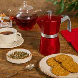 Cafetera Italiana Express 450Ml Aluminio Roja Evva Ibili