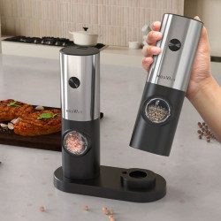 Moledor De Sal Y Pimienta Eléctrico Negro Mouvair