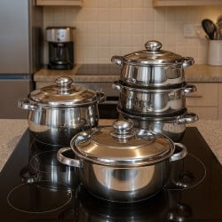 Batería De Cocina 10 Piezas Acero Inoxidable Dussel