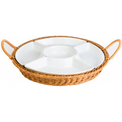 Bandeja De Mimbre Redonda 5 Divisiones 42Cm Banket Wolfen
