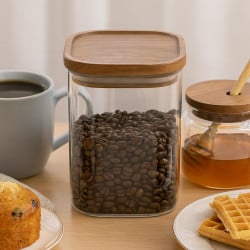 Canister De Borosilicato Con Tapa De Madera 10X15Cm Lugano