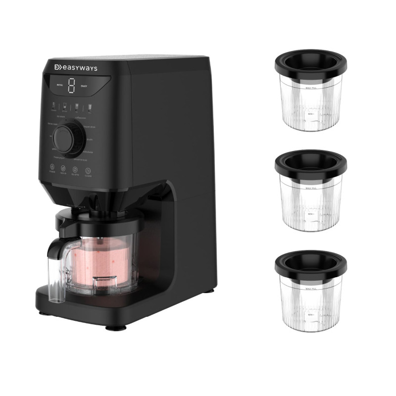 Máquina de Helado Amalfi Deluxe EasyWays con 3 Bowls 500 ml. Heladera casera para postres fríos y saludables.