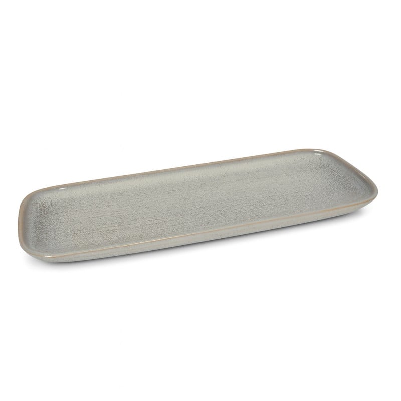 Plato rectangular Marine Coast 30x11.6cm, gres gris, diseño moderno para servir aperitivos y sushi, menaje cocina, hogar y mesa.