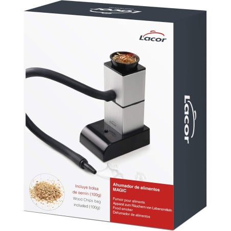 Ahumador de alimentos Magic Lacor 69221. Caja con ahumador portátil para cocina gourmet, incluye virutas de madera.