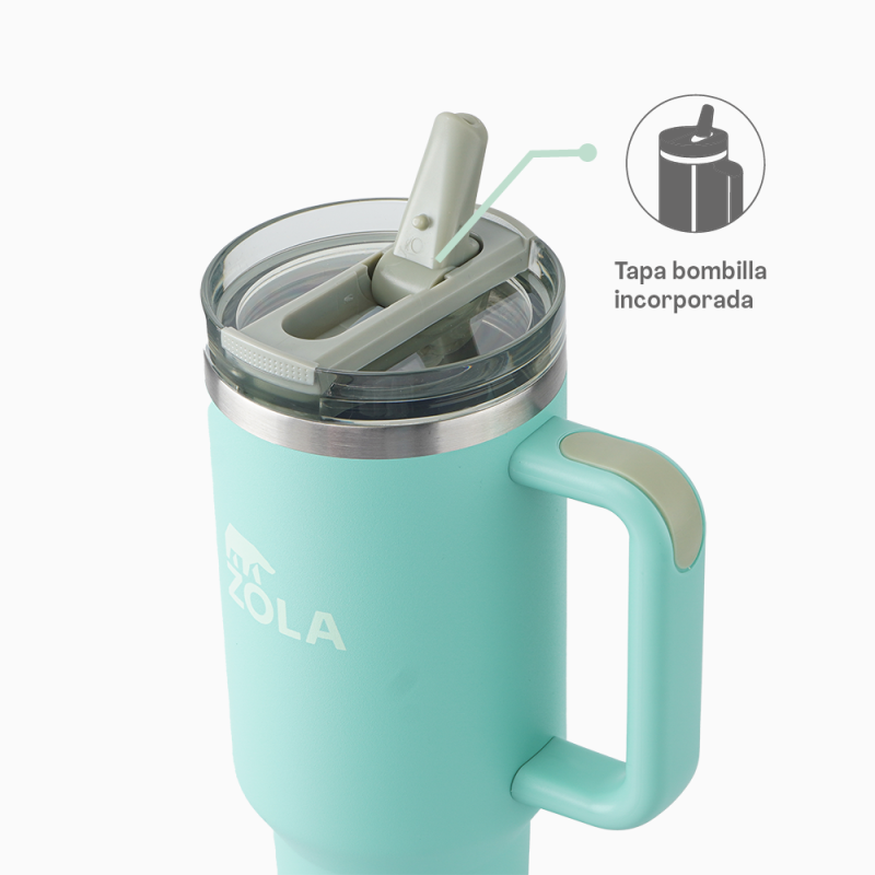 Quencher 1.2 Litros Calypso Zola Outdoors: Termo con manilla y tapa para bombilla incorporada, ideal para mantener tu bebida ...