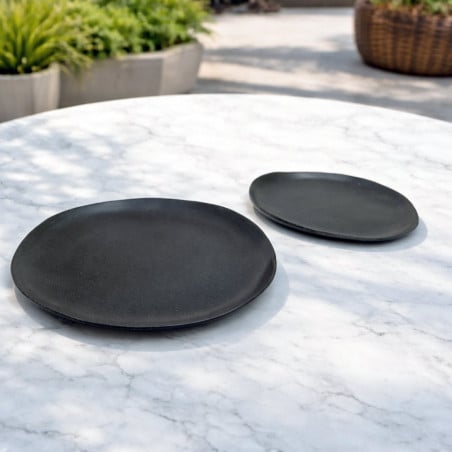 Plato Bajo Melamina Grafito 28cm Lugano elegante y resistente para tu mesa vajilla moderna y duradera