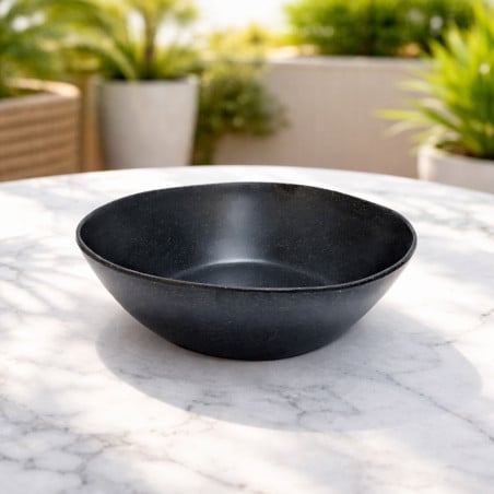 Bowl Melamina Grafito Lugano 22.8x6.5cm. Ensaladera moderna para mesa y cocina. Resistente y elegante.