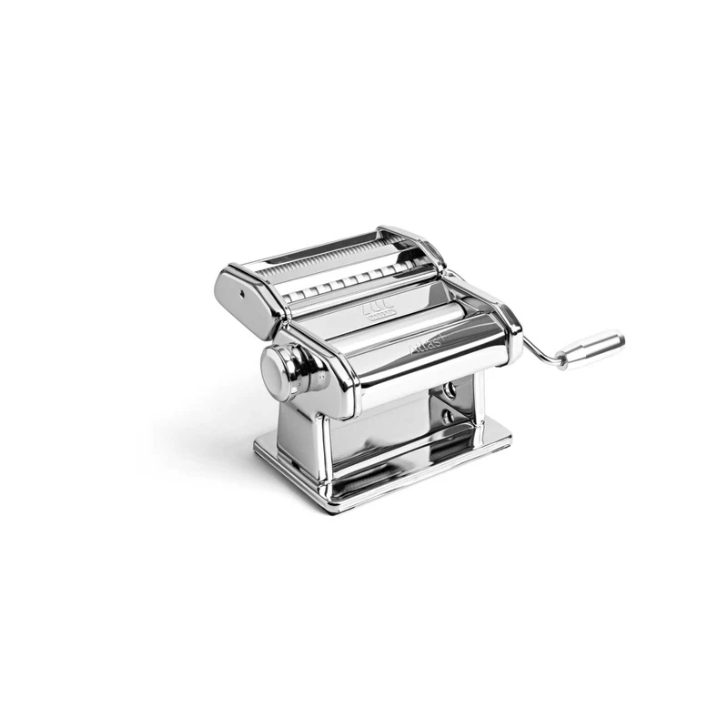 Máquina para pasta Atlas+ Design 150 Marcato acero cromado hecha en Italia para amasar y cortar fideos caseros