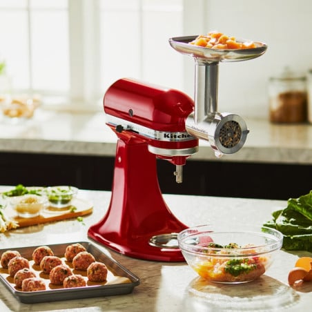 Aditamento moledor de carne acero KitchenAid para picar carne fácil en casa. Accesorio batidora.